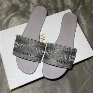Christian Dior DWAY Slide Metal Gray Size 39